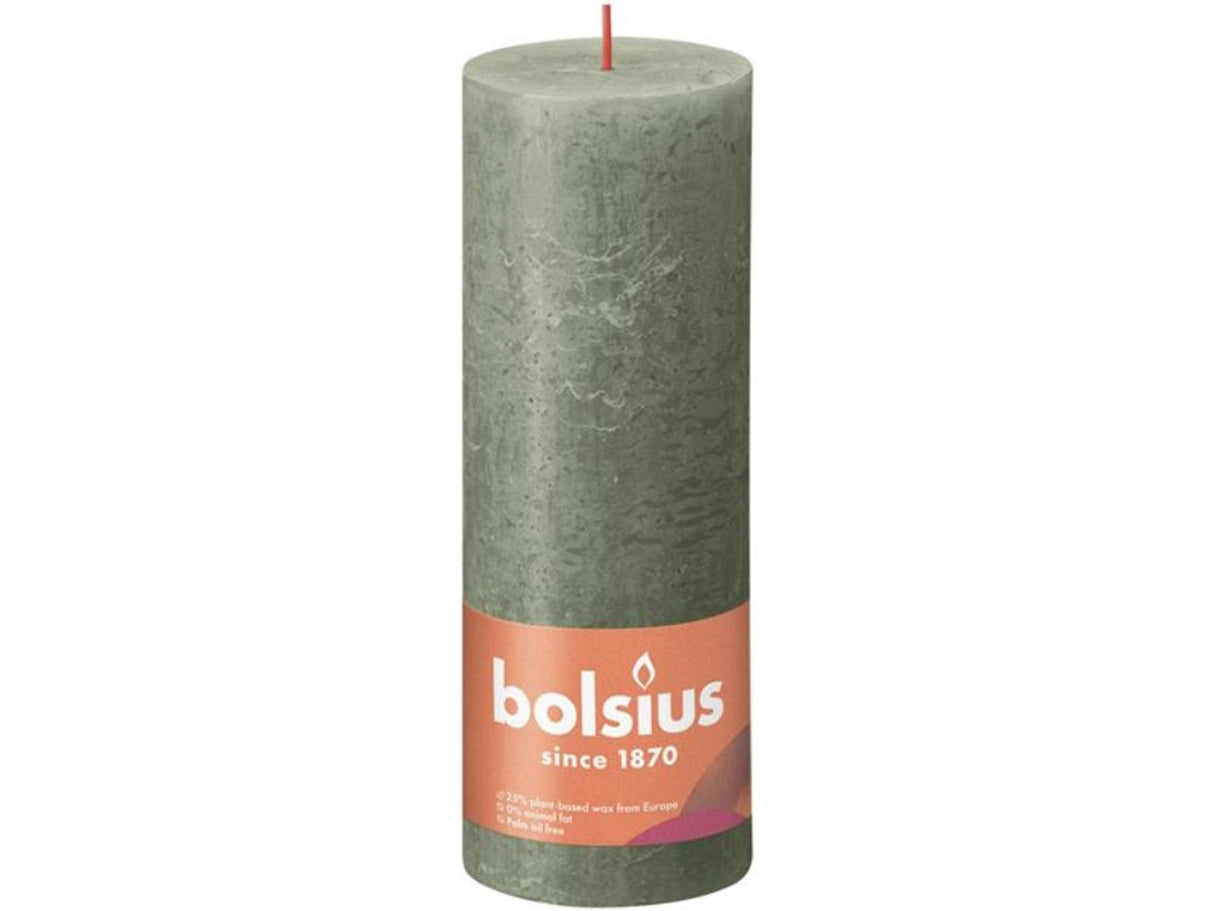 Bolsius rustik søjlelys 190 68 frisk oliven - frisk oliven