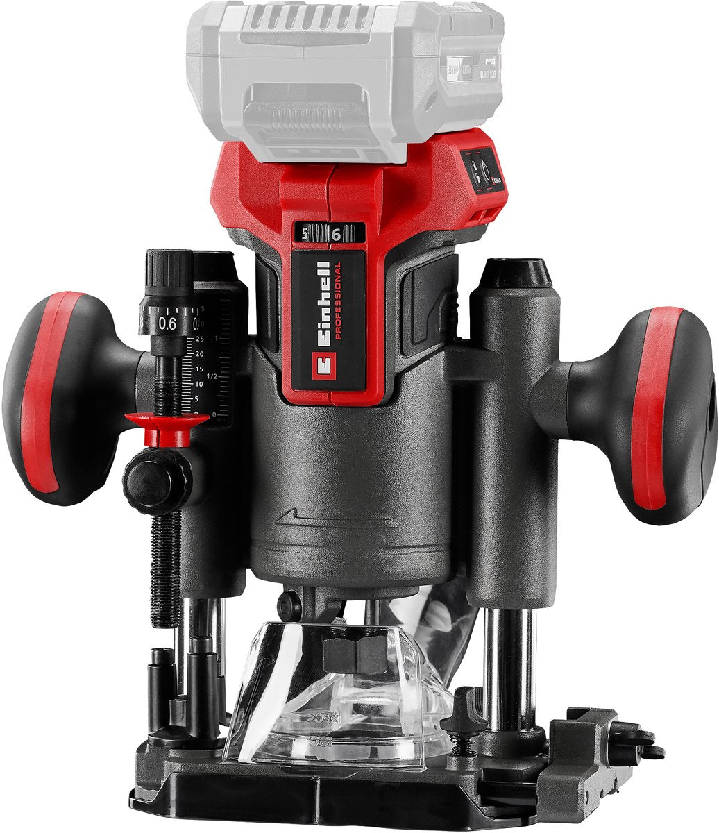 Einhell professionel trådløs overfræser tp-ro 18 li bl solo - power x-change - 18 v li-ion - 6 og 8 mm spændetang - børsteløs motor - inkl. diverse tilbehør - ekskl. batteri og oplader