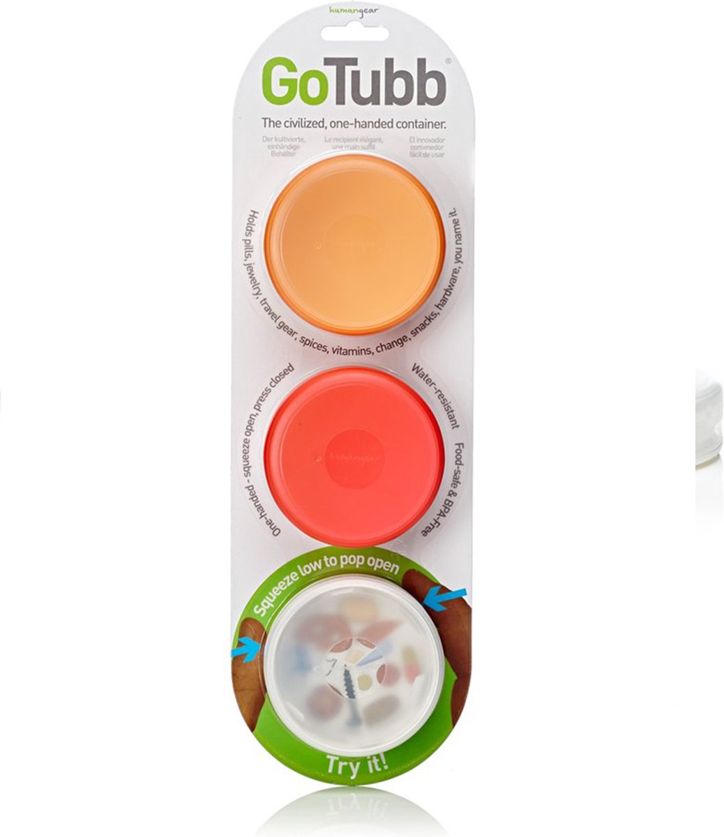 Human gear gotubb 3-pack mellemstore opbevaringsæsker klar rød orange