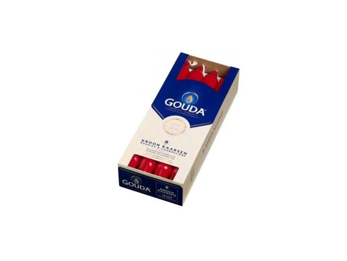Gouda kronlys rød 240 24 æske med 8 stk. 10 brændetimer