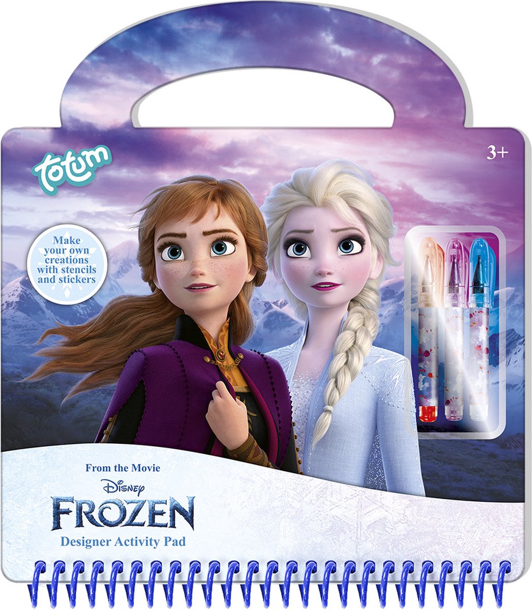 Totum Disney frossen designer aktivitetsbog feriebog - kreativt legetøj til piger fra 3 år - tegning, skrivning, klistermærkebog