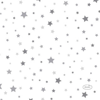 Duni servietter sølv stardust 24 x 24 cm | 12 stk