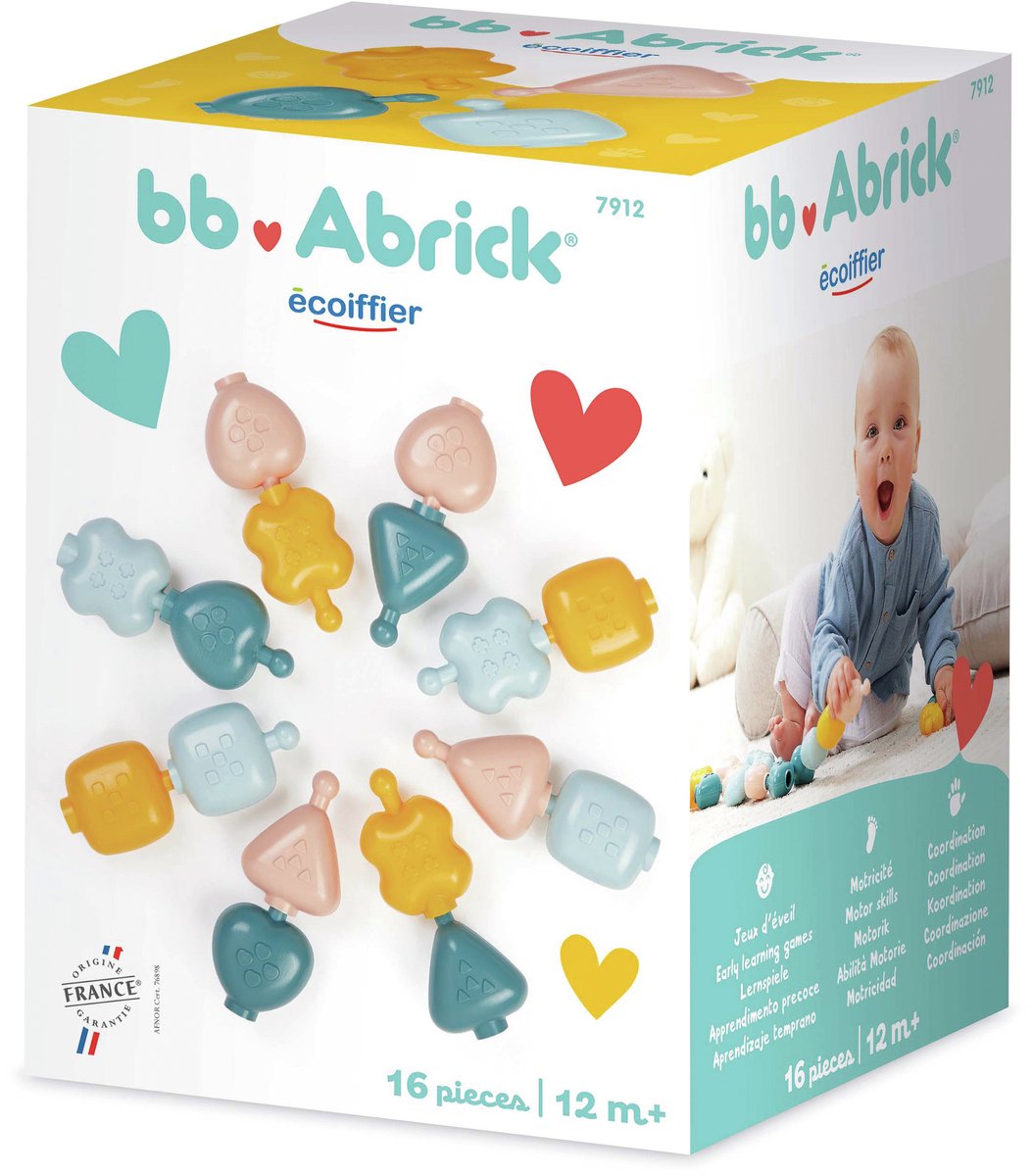 Abrick ecoiffier bb motorisk perler byggelegesæt - 16 stk.