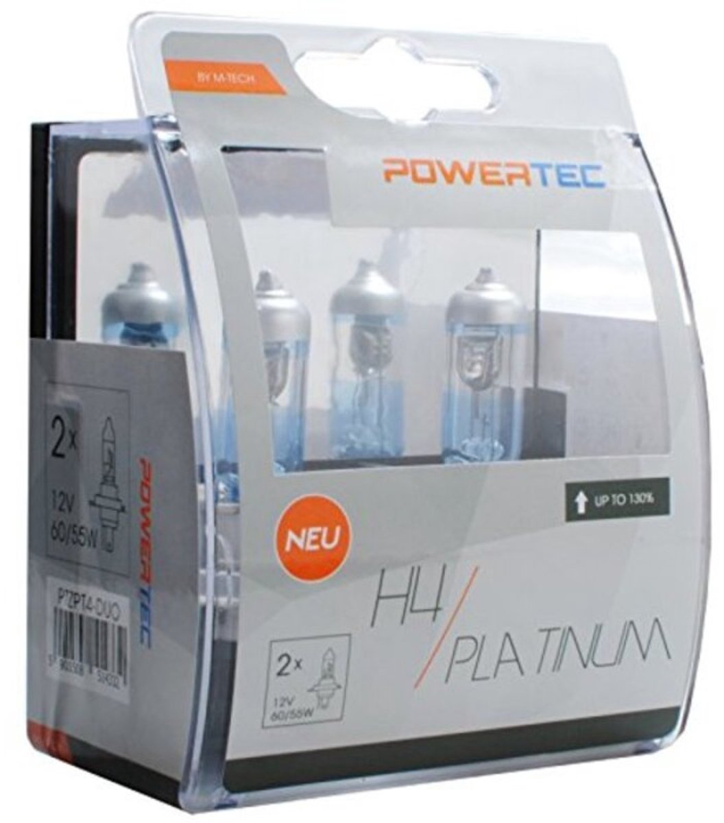 Powertec bilpære m-tech ptzpt4-duo h4 12v 60 55w halogen