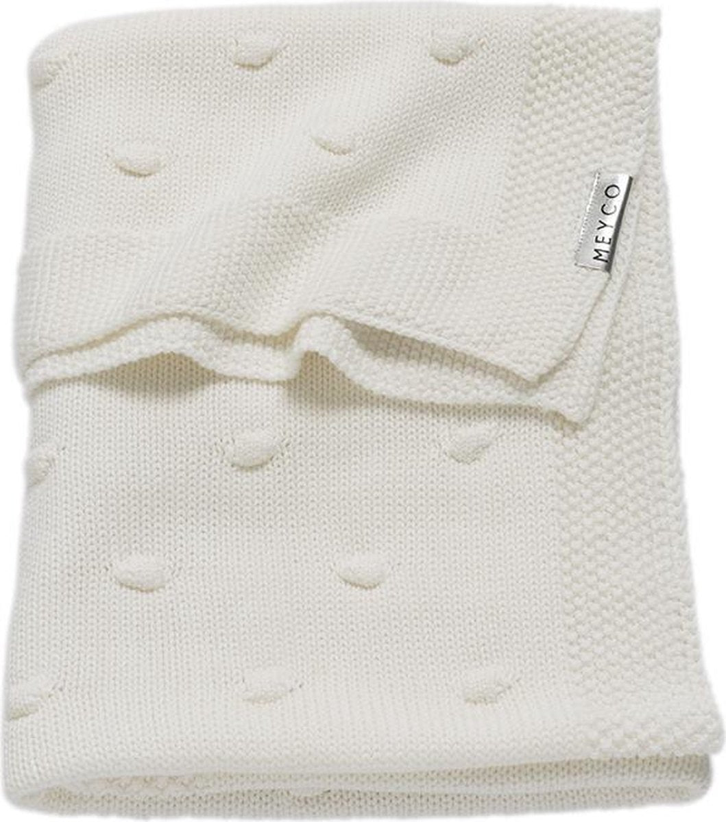 Meyco baby knots krybbetæppe - råhvid - 75x100cm - 1,0 sammen