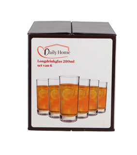 Dagligt hjemme long drink glas sæt med 6 | 8 stk