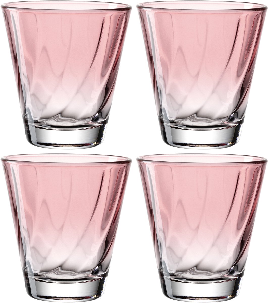 Leonardo twist drikkeglas 215ml rød - sæt 4