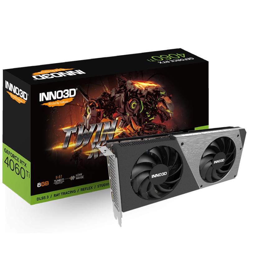 Inno3d N406T2-08D6-171153N GeForce RTX 4060 Ti Twin X2, 8 GB GDDR6, 128-bit, 2535, 18Gbps, 3xDP+HDMI
