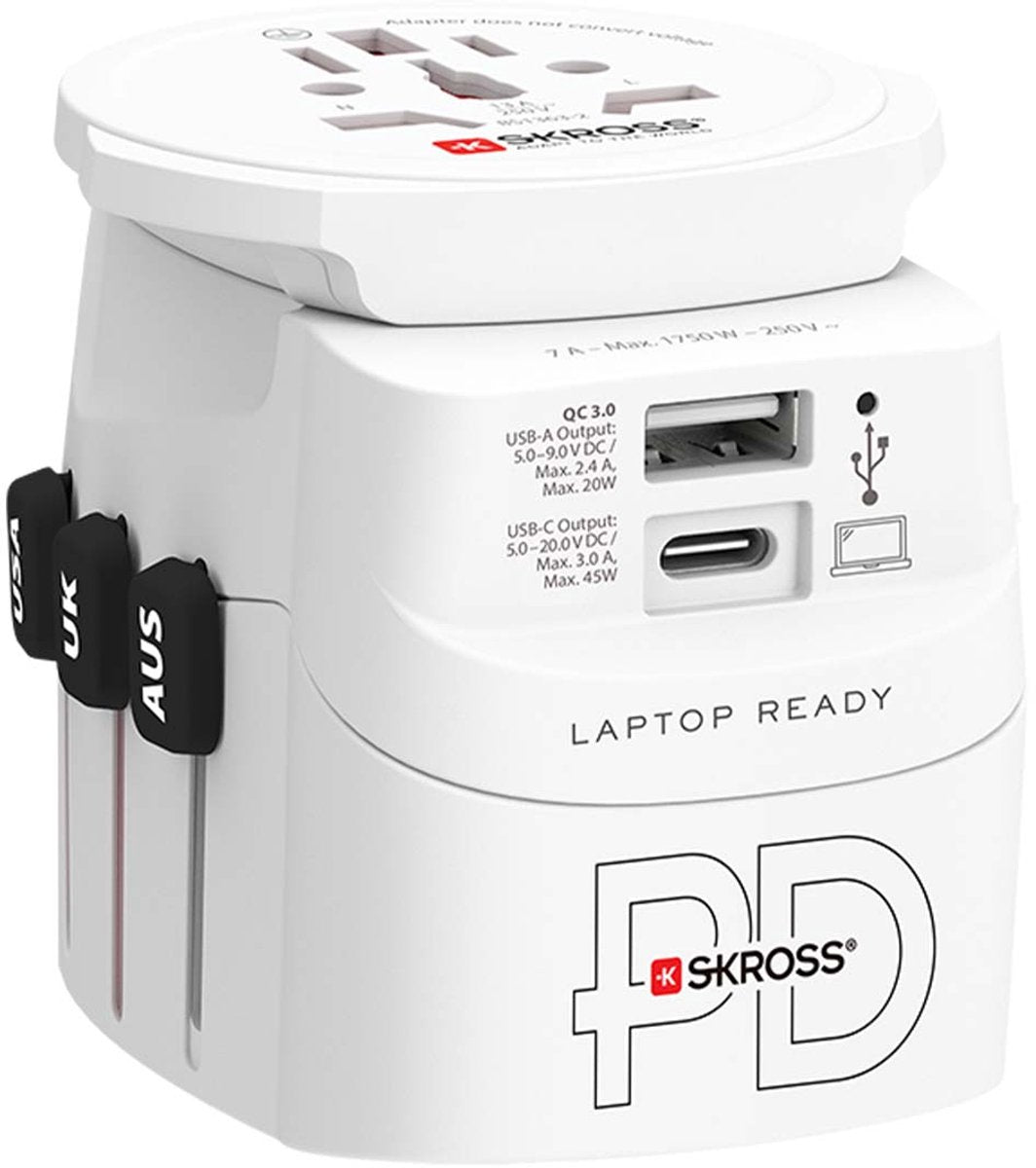 Skross 1.302474 rejsestik pro light usb ac45pd verden