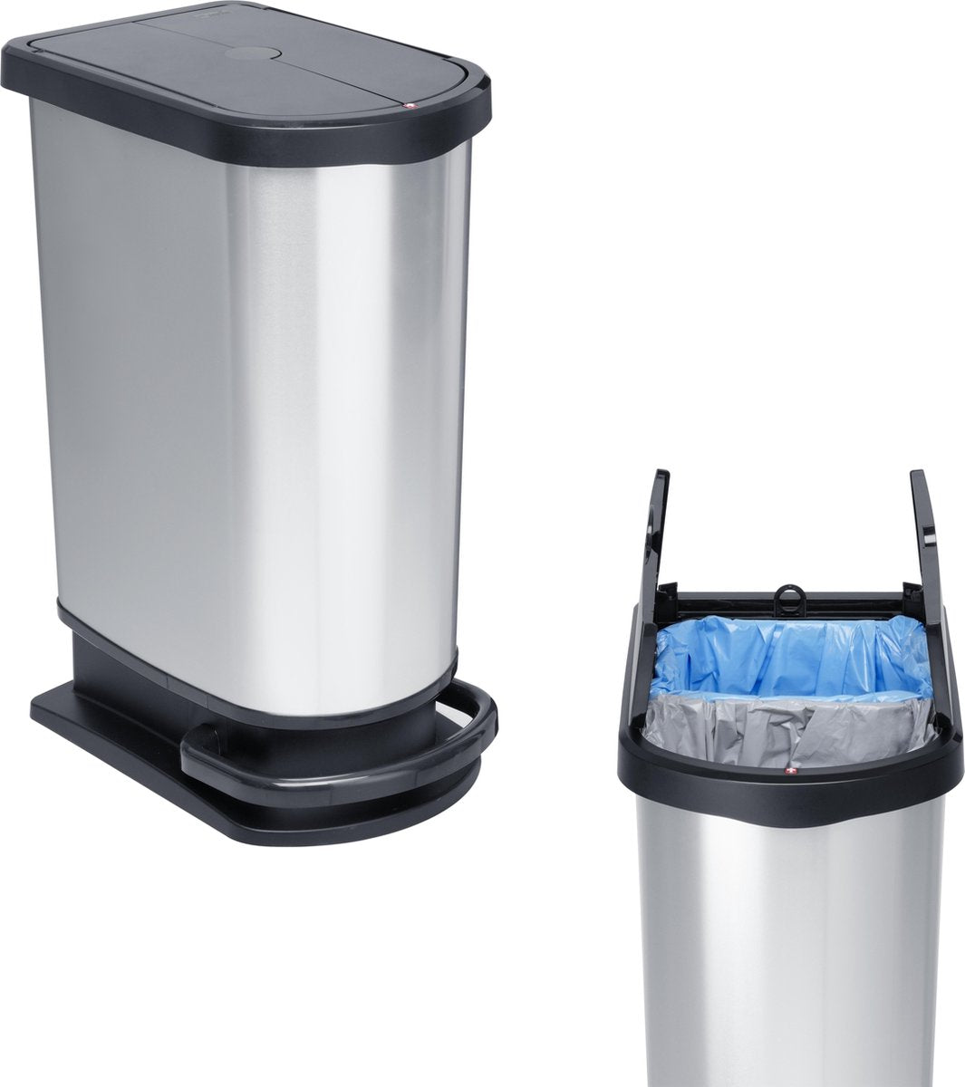 Rotho paso pedalspand - affaldsudskiller 50l - 2x25l - bpa fri - sølv metallic