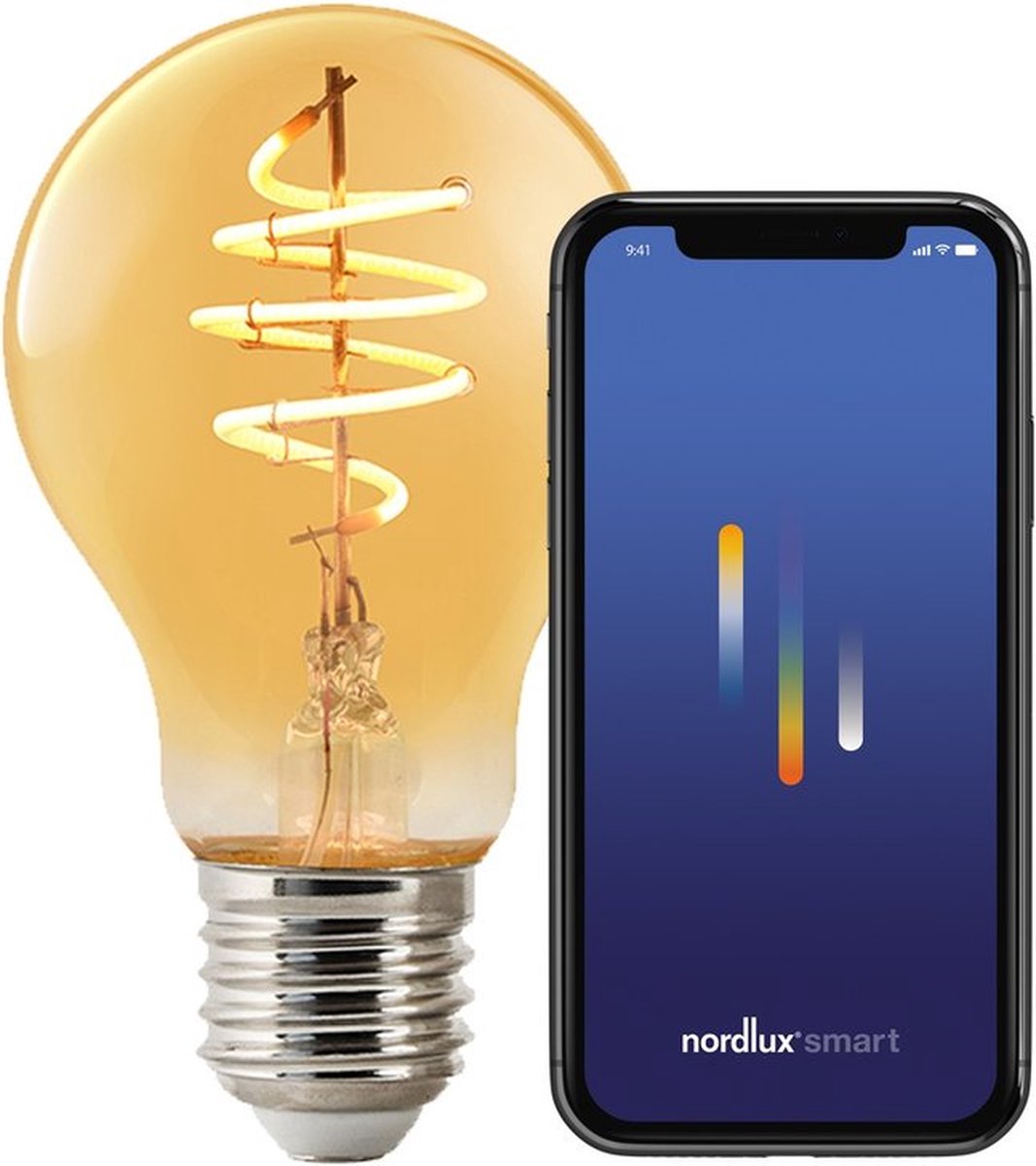 Nordlux a60-lyskilde-smart-filament-e27-guld-deco spiral-2200k