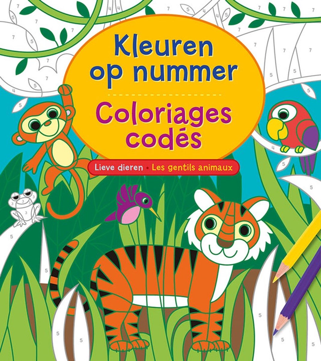 Deltas farve efter nummer - søde dyr les gentils animaux - coloriages koder