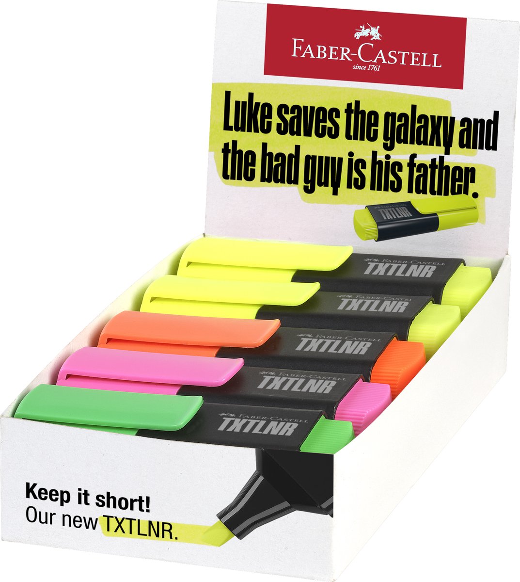Faber-castell tekstmarkør txtlnr - mini - 10 stykker - assorterede neonfarver - highlighter - fc-154210
