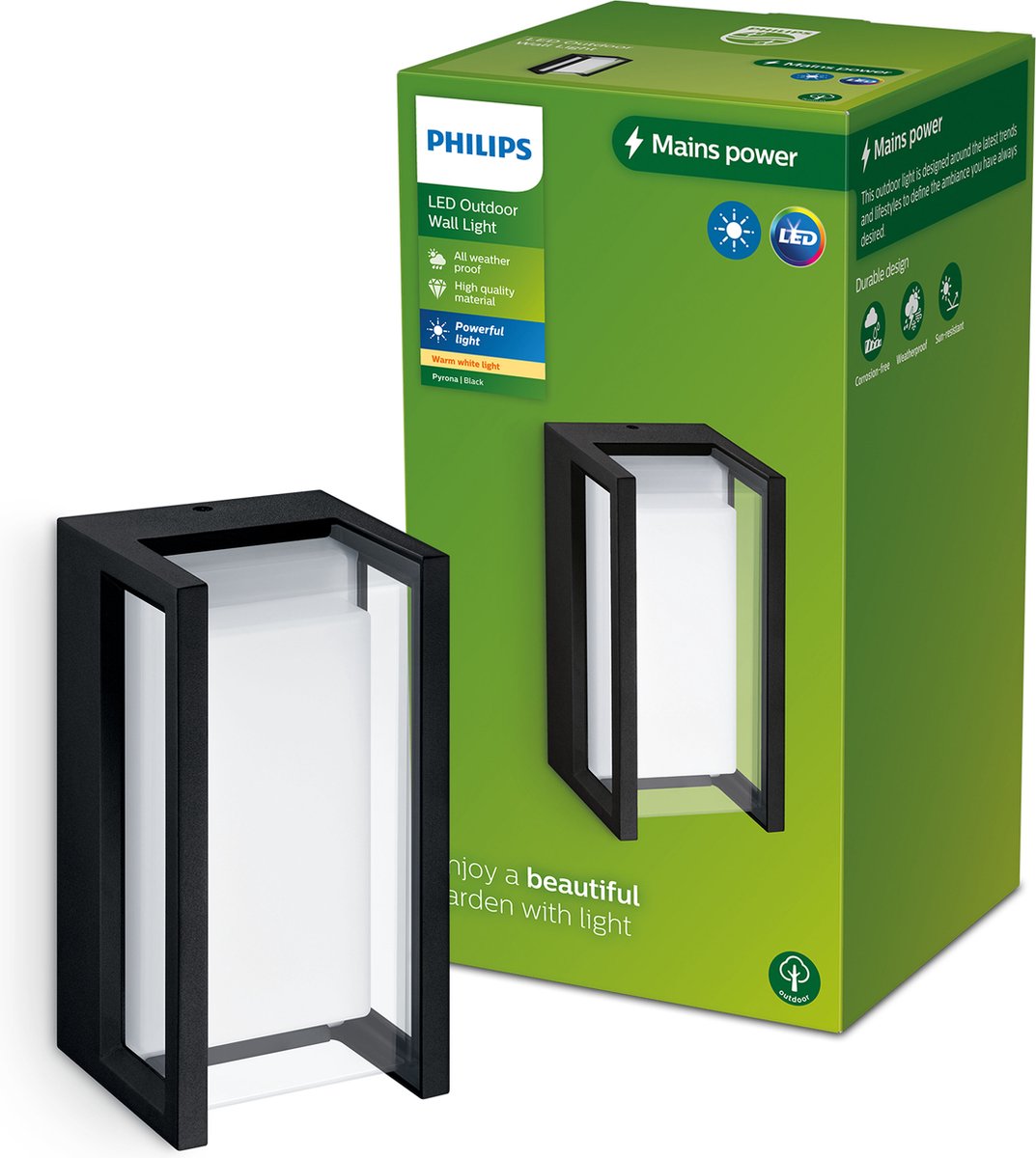 Philips led philips pyrona wandlamp - zwart - geïntegreerde led