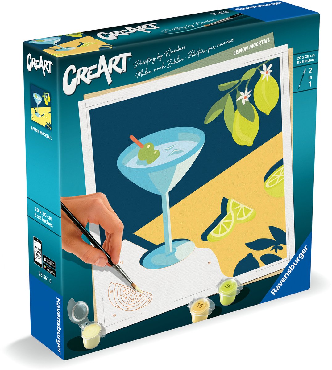Ravensburger maleri efter nummer kreativ pakke citron lærred 20x20 cm.