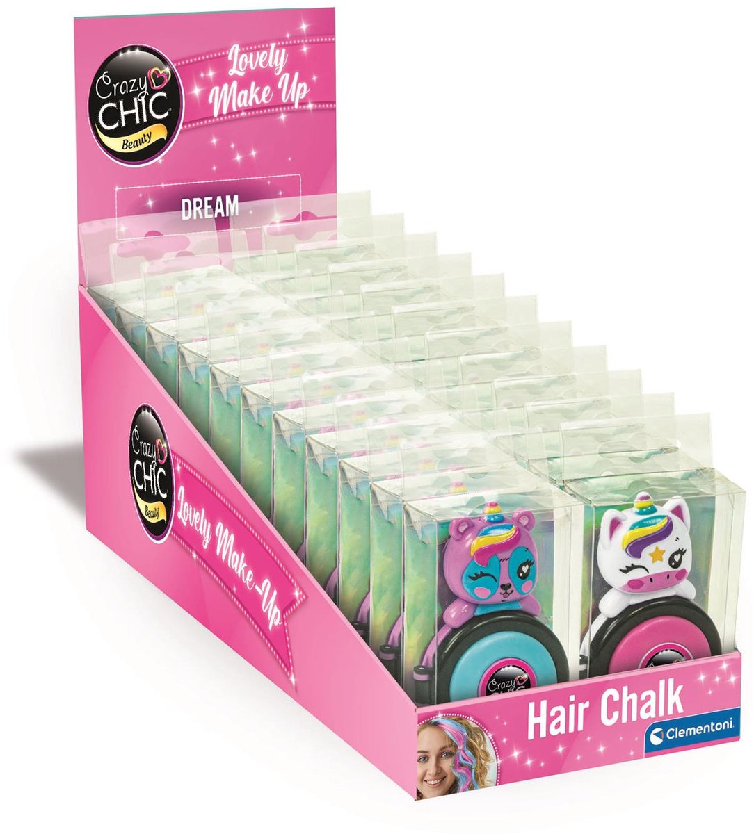 Clementoni crazy chic hår kridt enhjørning pink blå