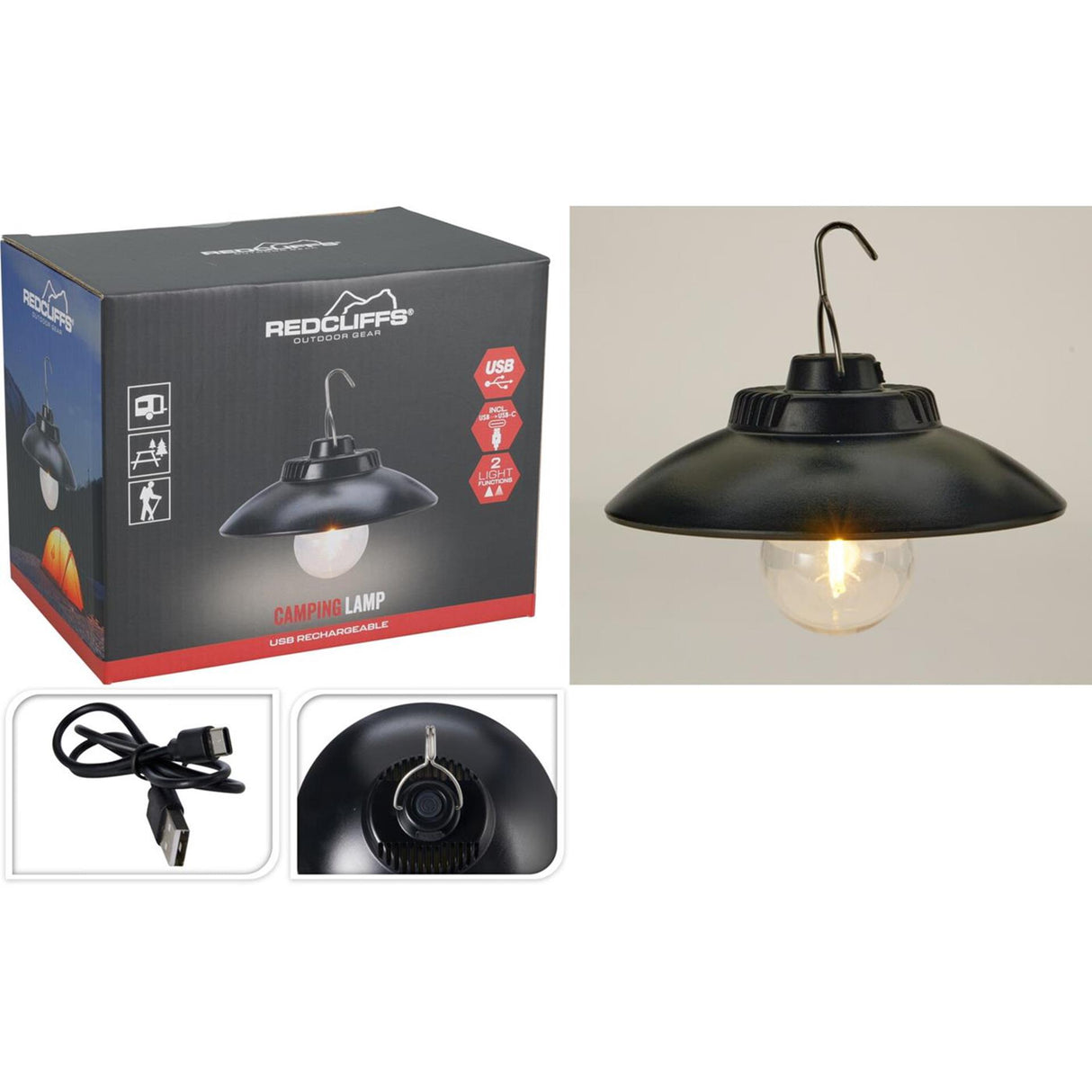 Redcliffs camping hanglamp oplaadbaar met usb dimbaar