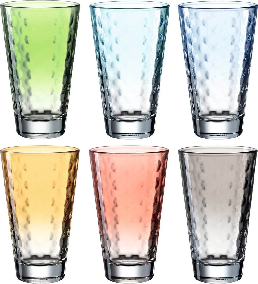 Leonardo optiske ldglas assorteret pastel 300ml - sæt 6