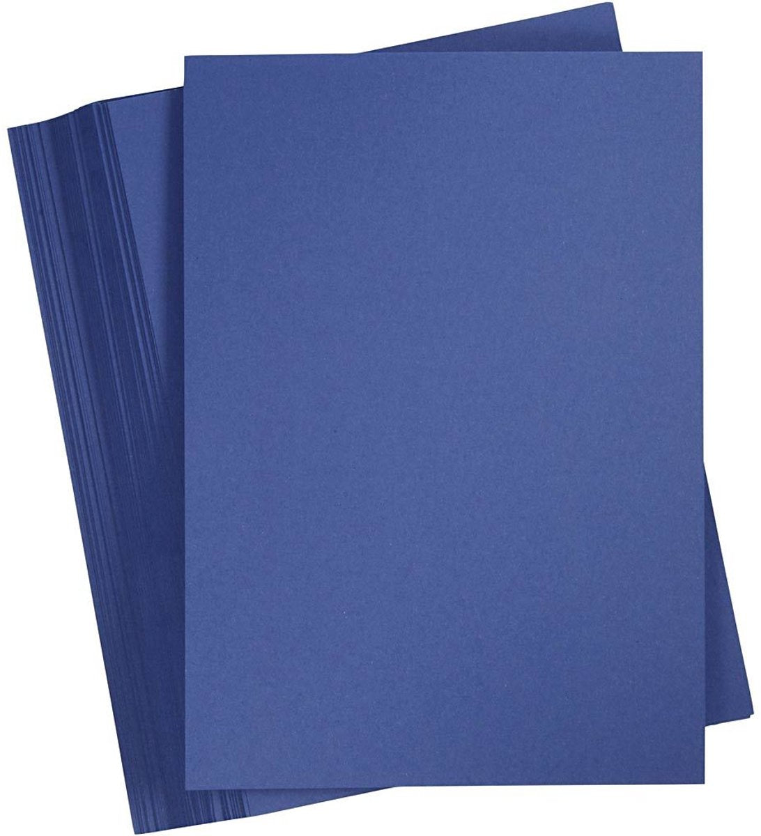 Creativ firma blå karton 180 gram - midnatsblå a4 karton - hobbypap - robust papir - a4 papir 180 gram - håndværkspapir hobbypap - 21x29,7 cm - 100 ark