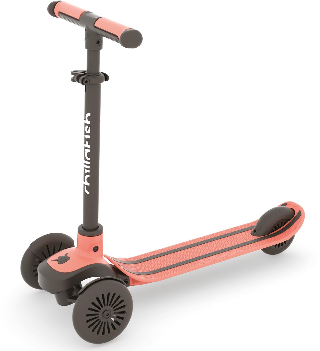 Chillafish børnescooter 3 år med tre hjul - orange pink - letvægts løbehjul med aftageligt styr og fodbremse - justerbar i højden - lean-to-steer - ekstra greb - model Scotti 3