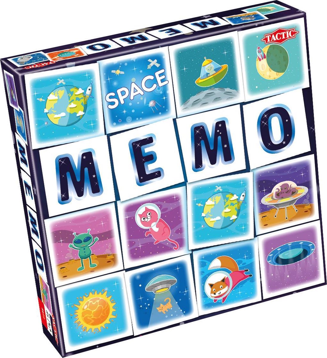 Taktisk memo rumrejse - memospil - find de rigtige par - planeter, astronauter og raketter - brætspil for børn og familier - 2 til 6 spillere - fra 3 år
