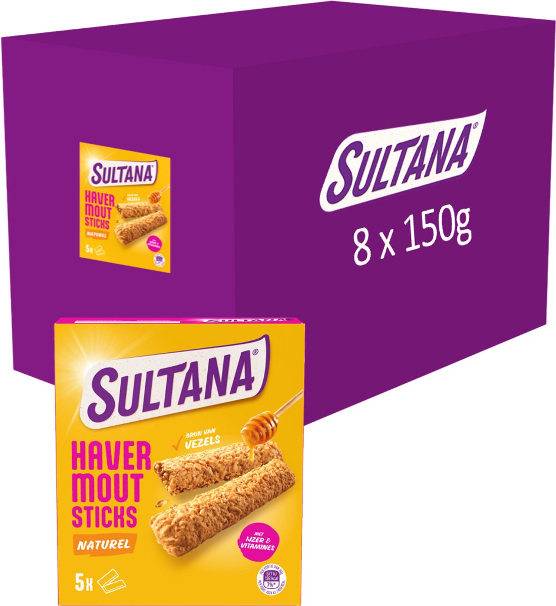 Sultana - havregrynsstave med gylden sirup - 8 x 150 gram