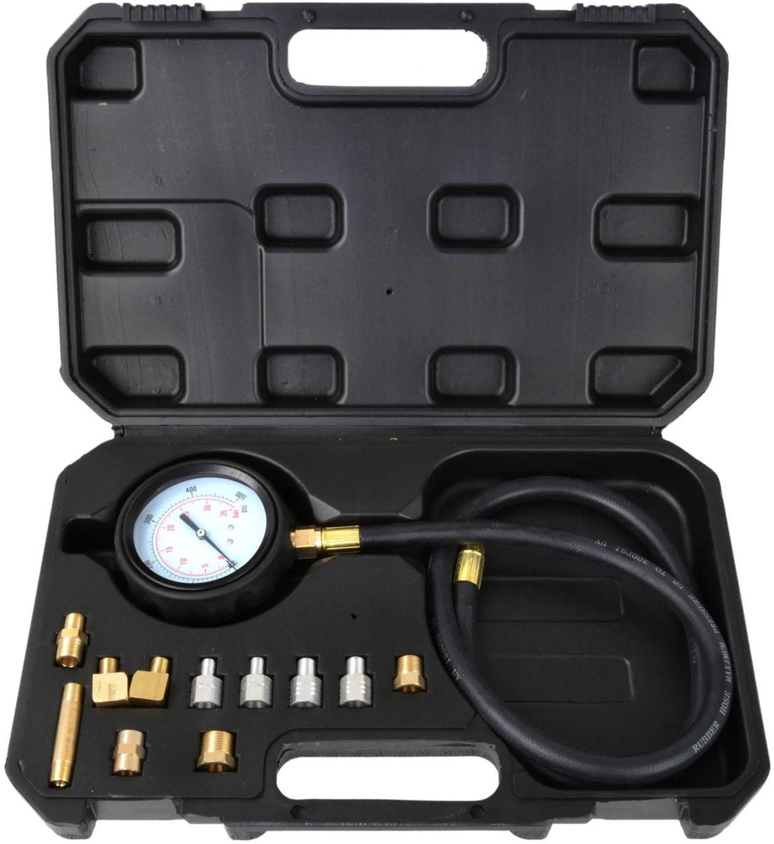 Geko automatisk trykmålersæt - 0-500 psi - 12 adaptere - 60 cm slange