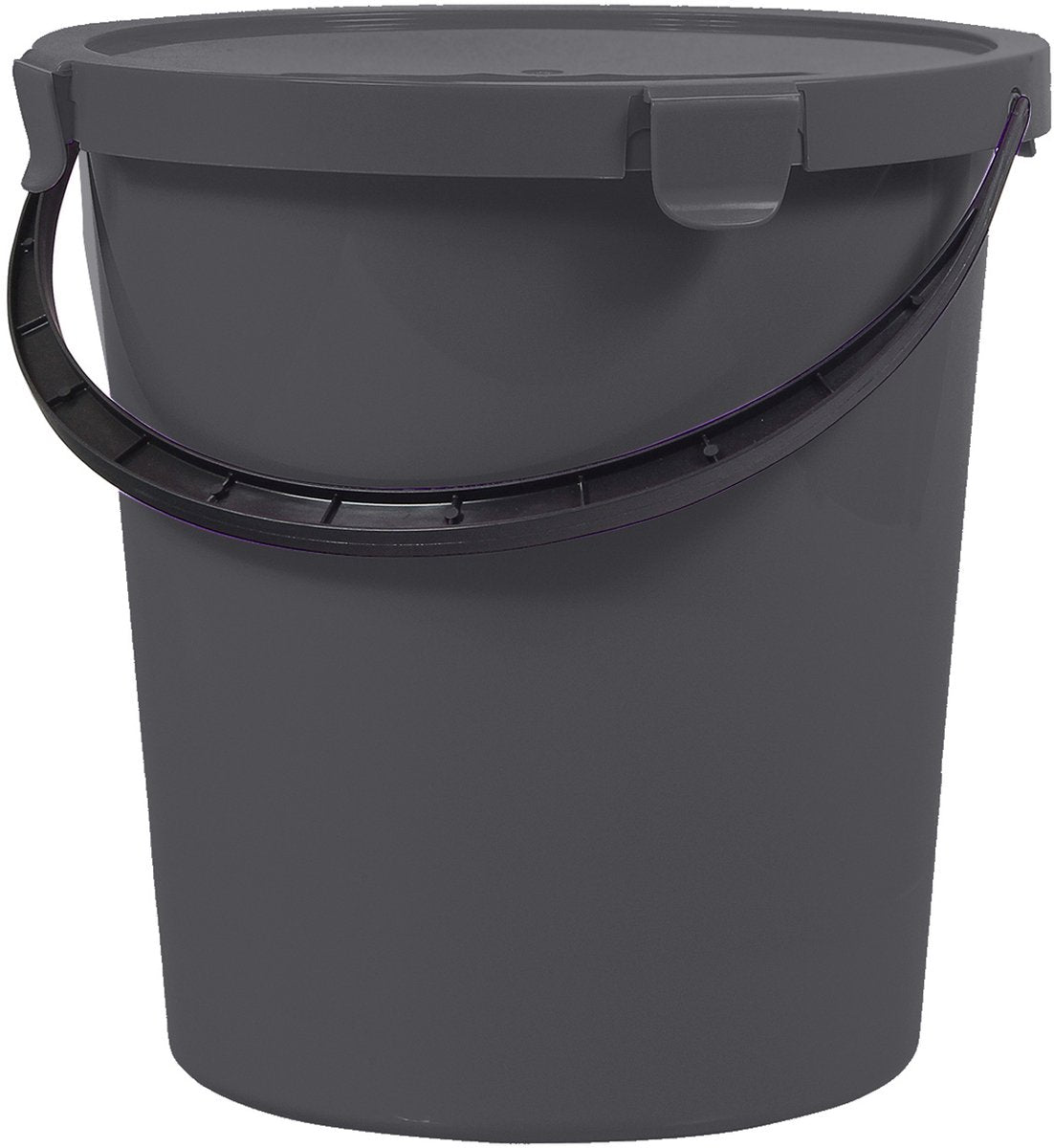 Plast holdbær 5l spand med låg og hank, mørkegrå