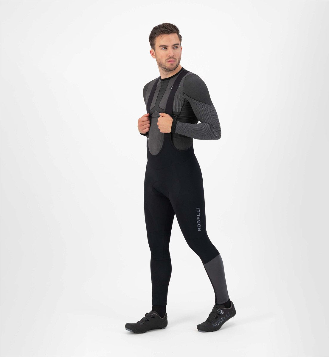 Rogelli essential hi vis fietsbroek heren - bretels - zwart - xxl