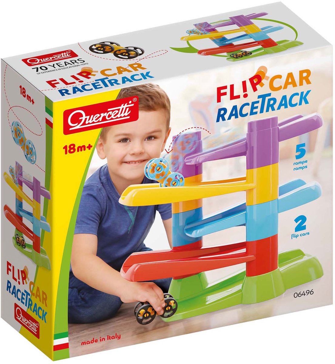 Quercetti racerbane med flip biler, 7 dele.