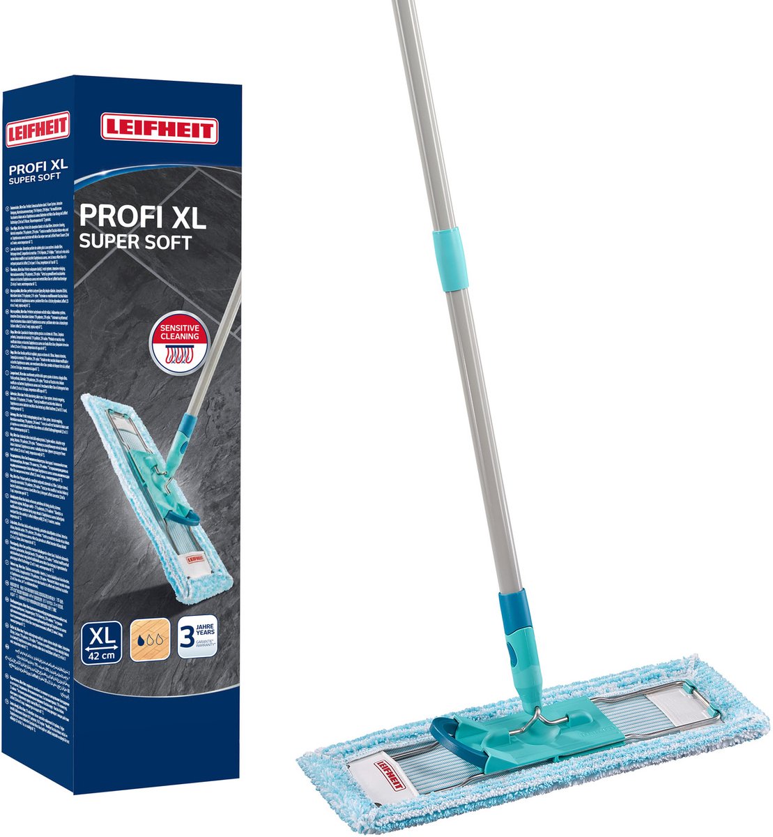 Leifheit profi gulvvisker xl super blød - 42 cm viskebredde - 146 cm arbejdshøjde - 360° drejeligt hængsel - kliksystem