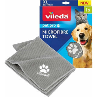 Vileda petpro mikrofiberhåndklæde xl - absorberende og hurtigtørrende - honeycomb struktur - str. xl