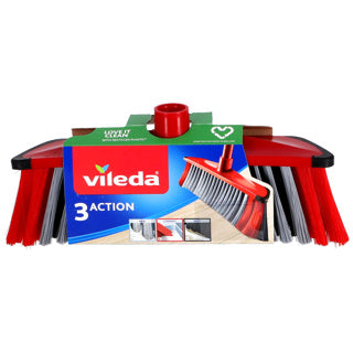 Vileda 3action kost indendørs rød grå