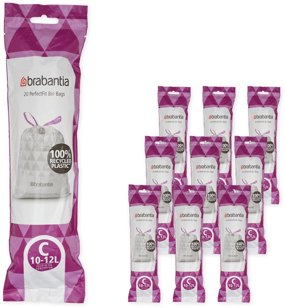 Brabantia perfectfit affaldssække - 10 12 l - kode c - 10 ruller x 20 stk.