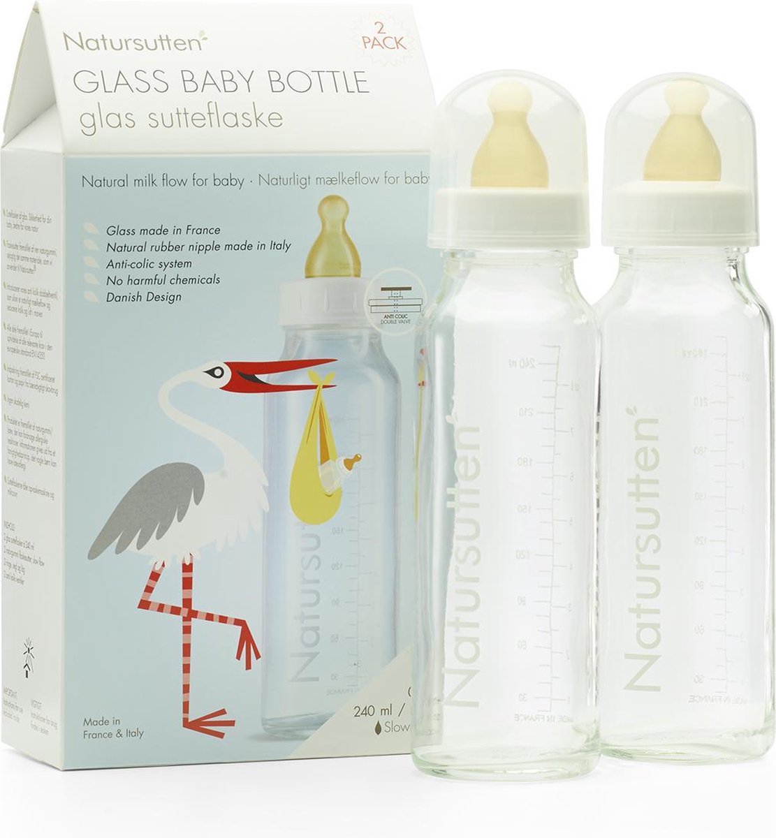 Natursutten - glasdrikkeflasker - 240 ml - 2 stk