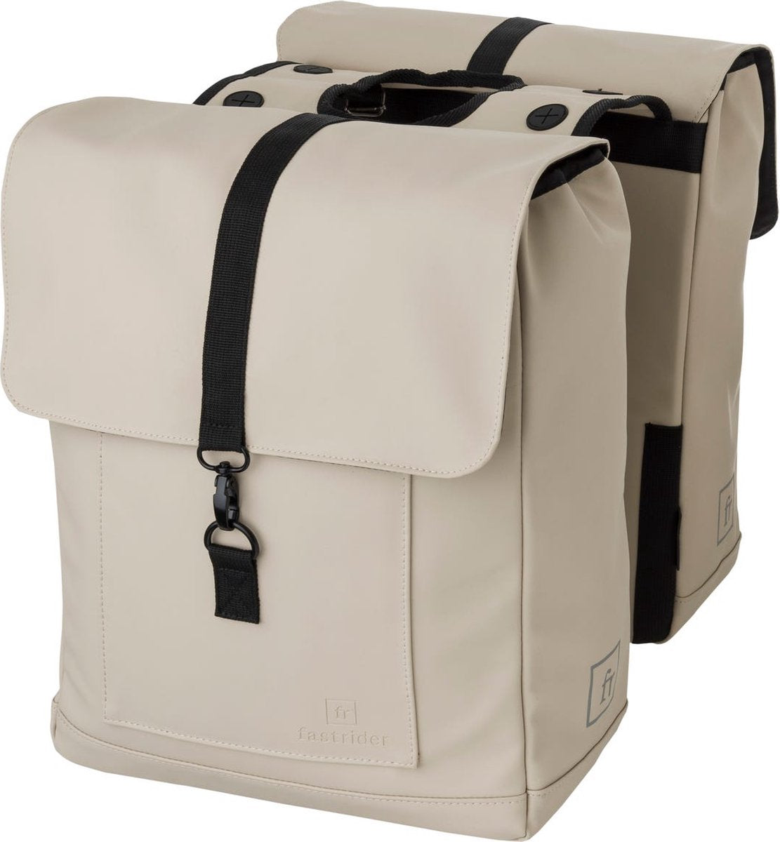 Fastrider jaxx ii dubbele fietstas – mik-compatibel – 28l – waterafstotend – incl. laptopvak – taupe