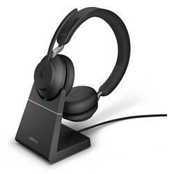 Jabra evolve2 65, ms stereo on-ear headset (sort, microsoft teams, bluetooth, inklusive ladestation)