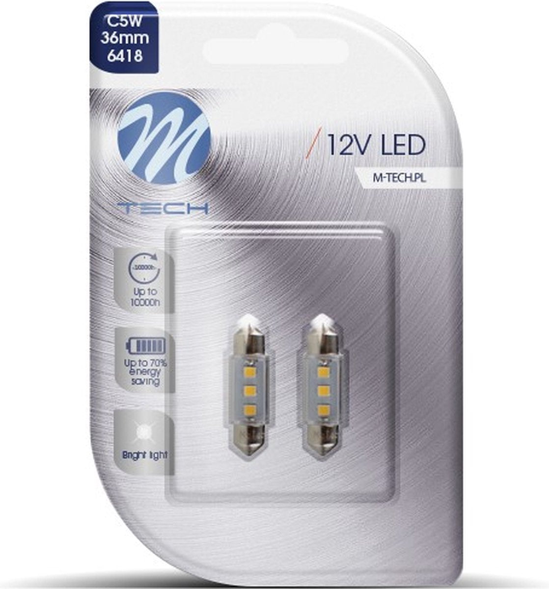 M-tech LED c5w 12v 36mm - base 3x LED diode - canbus - hvid - sæt