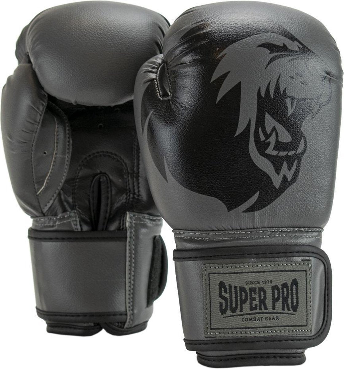 Super pro combat gear talent (kick)bokshandschoenen zilver zwart 10oz