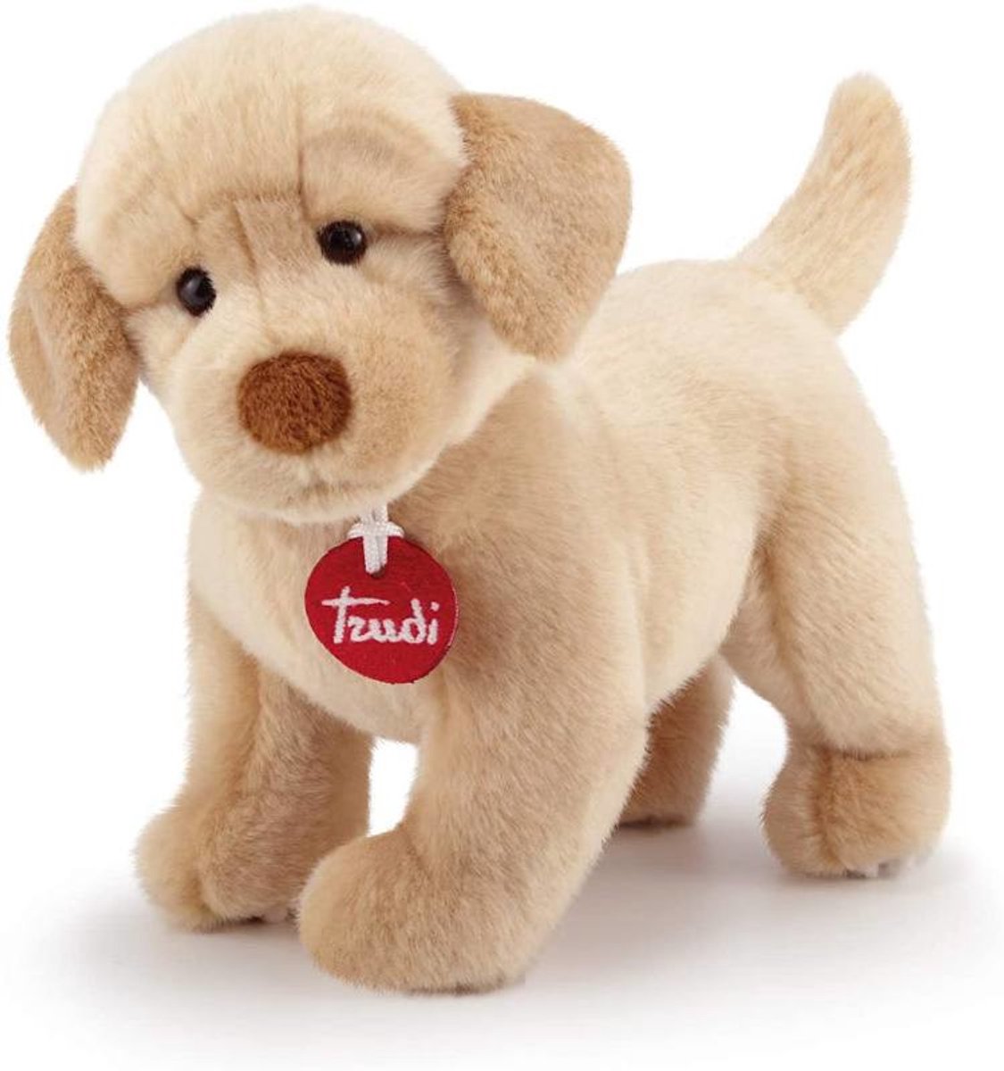 Trudi - klassisk krammehund Labrador Liam 25 cm - håndlavet i Italien - blødt plys - krammetøj til drenge og piger - brun - 11x21x25 cm str. s