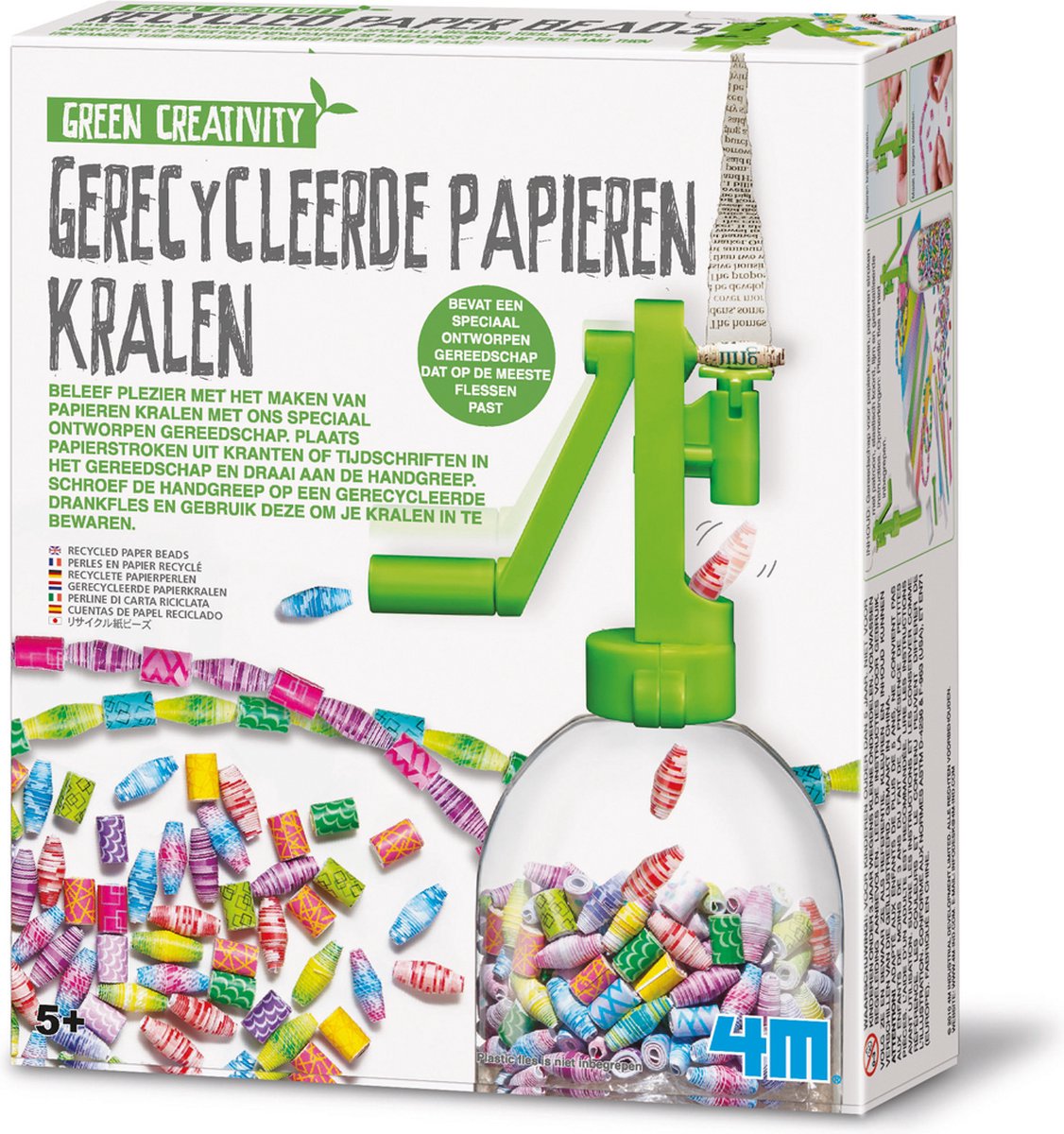 4m håndværk - lav selv papirperlekæder - hobbypakke - grøn kreativitet - 5+