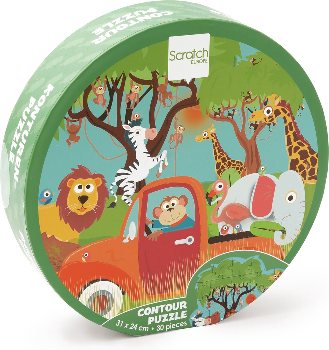 Scratch contour puslespil - safari - 31x24cm - 30 stykker - 3+