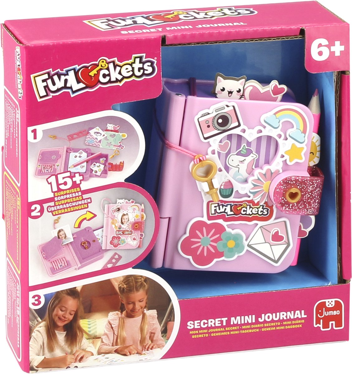 Funlockets jumbo - - hemmelig minidagbog - dagbog for piger 6 år - med 15+ overraskelser