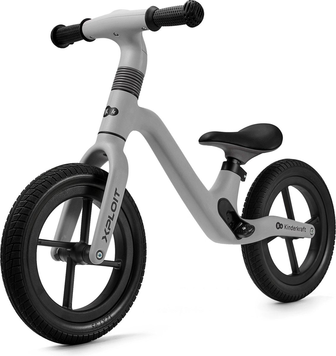 Kinderkraft xploit balancecykel - til børn fra 80 cm - justerbart styr og sadel, PU hjul og magnetiske fodstøtter - grå