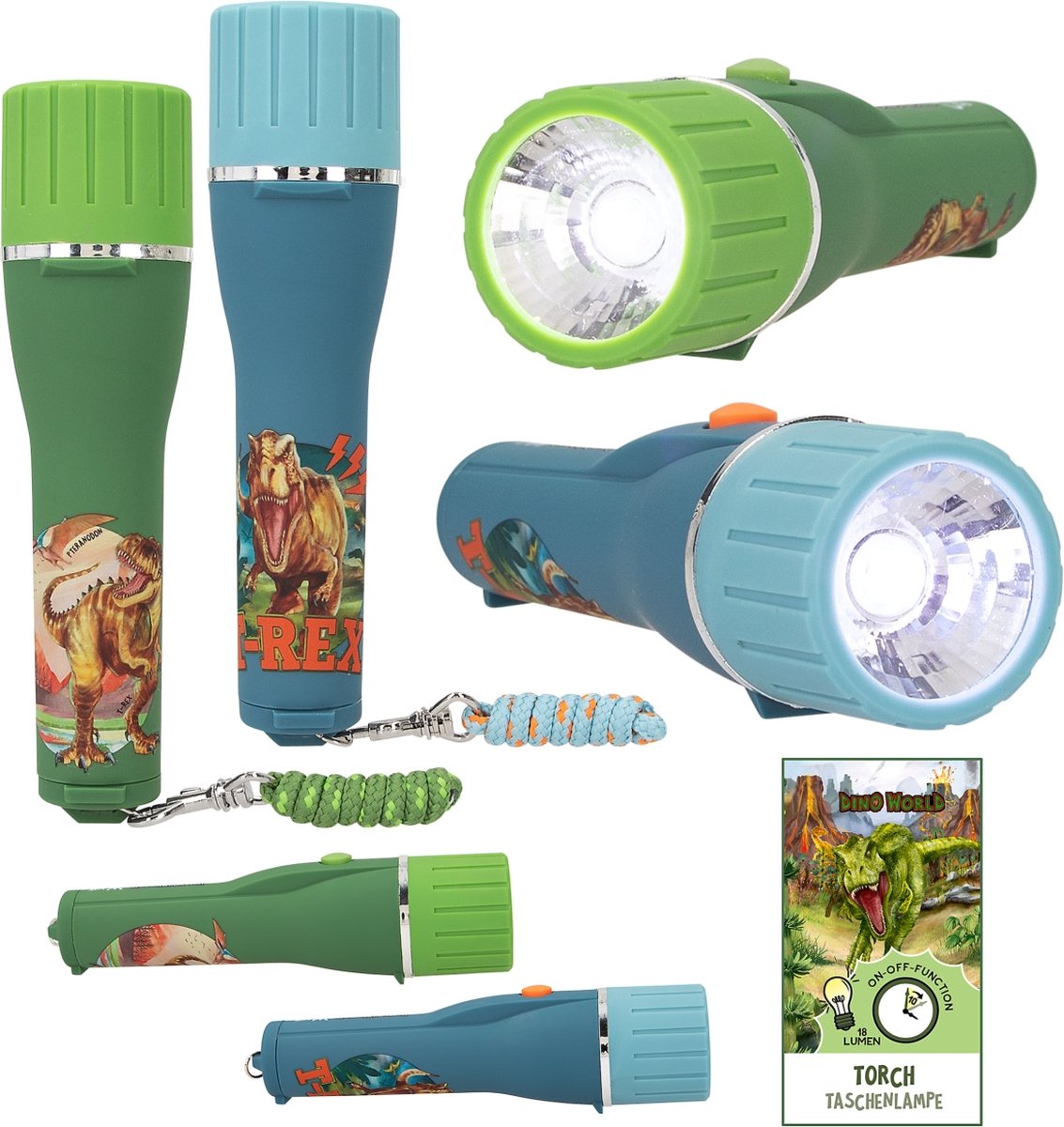 Depesche - dino world lommelygte med timer