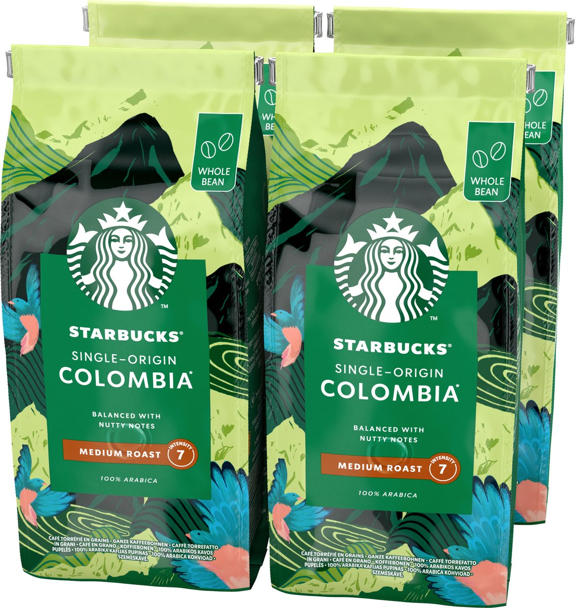 Starbucks colombia kaffebønner - 4 poser x 450g