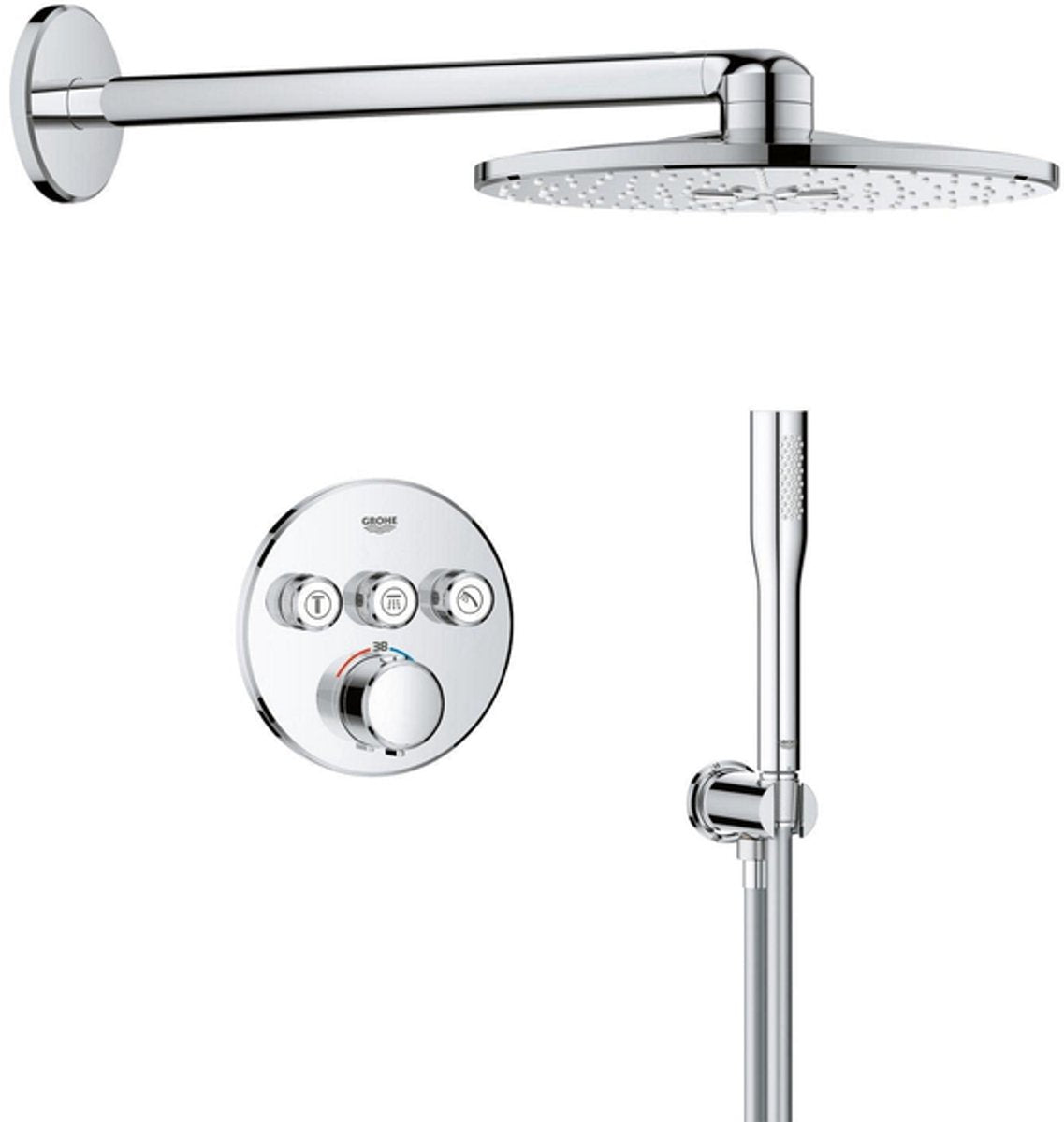 Grohe præcision smartcontrol indbygget brusesystem - rund - krom