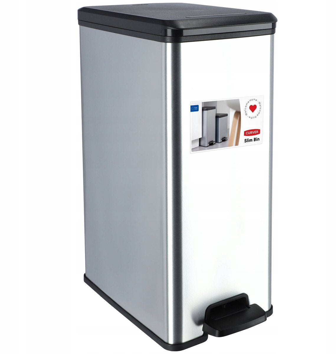 Curver decobin slim affaldsspand - 40 liter - metallisk