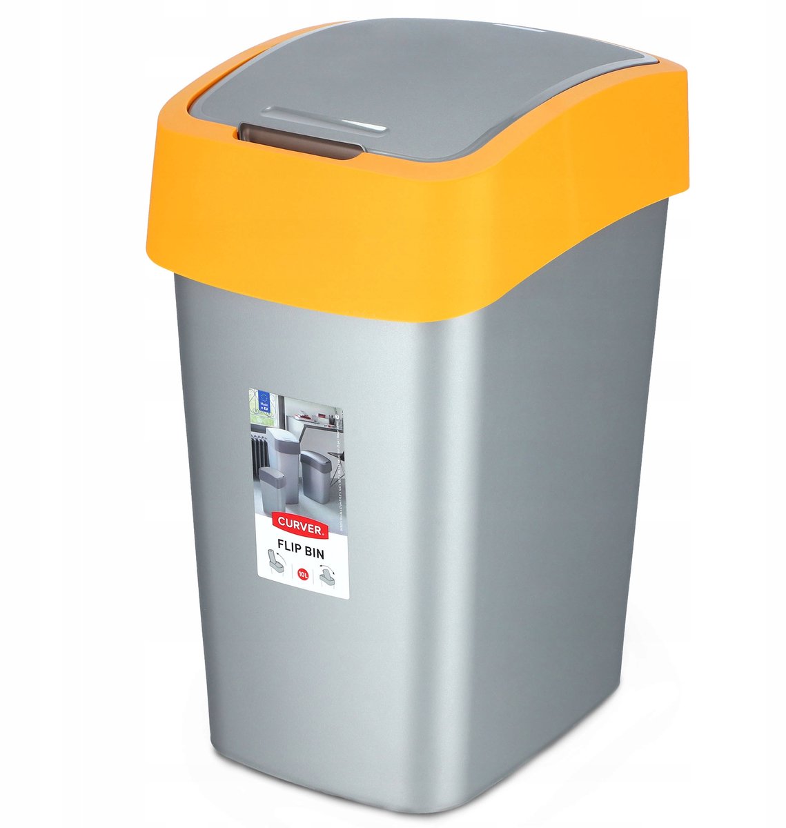 Keter curver flipspand - affaldsspand - 9l - sølv - orange