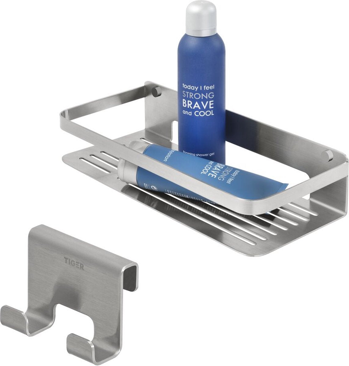 Tiger caddy - doucherek - douchemand 32 cm met douchecabinehaak - 6-8 mm - rvs geborsteld